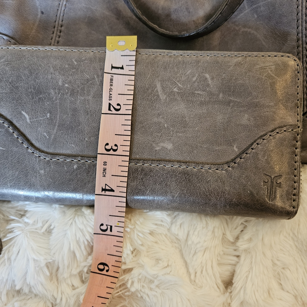 Frye Leather Zip Wallet in Distressed Gray - Picture 6 of 6